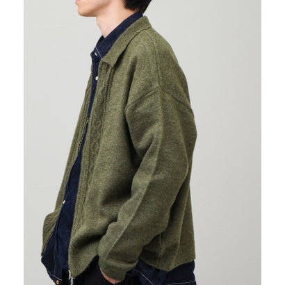 ZIPUPケーブルニットBZ （オリーブ）｜詳細画像