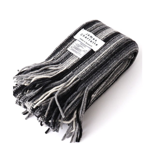 【JAMES CHARLOTTE/ジェームス・シャルロット】501 Warp Knit Multi Stripe Scarf 25 （グレー系1）