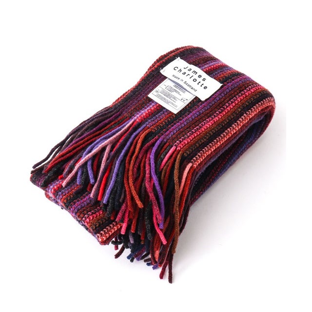 【JAMES CHARLOTTE/ジェームス・シャルロット】501 Warp Knit Multi Stripe Scarf 25 （ピンク系1）