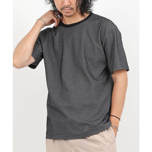 立体ボーダーTシャツ （ブラック系その他）