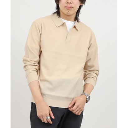 ノーリーズ グッドマン NOLLEY'S goodman 変形カノコ長袖スキッパーニットポロ （チャコールグレー）｜詳細画像