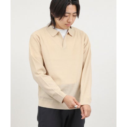 ノーリーズ グッドマン NOLLEY'S goodman 変形カノコ長袖スキッパーニットポロ （チャコールグレー）｜詳細画像