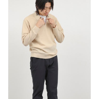 ノーリーズ グッドマン NOLLEY'S goodman 変形カノコ長袖スキッパーニットポロ （チャコールグレー）｜詳細画像