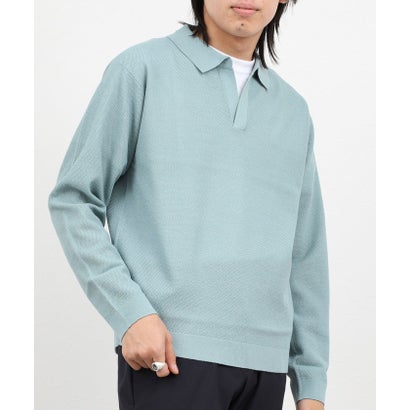 ノーリーズ グッドマン NOLLEY'S goodman 変形カノコ長袖スキッパーニットポロ （チャコールグレー）｜詳細画像