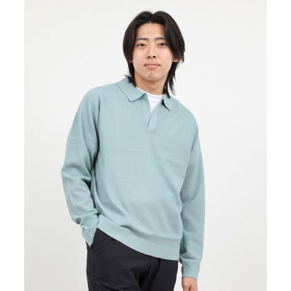 ノーリーズ グッドマン NOLLEY'S goodman 変形カノコ長袖スキッパーニットポロ （チャコールグレー）｜詳細画像