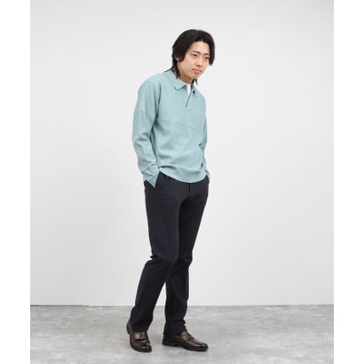ノーリーズ グッドマン NOLLEY'S goodman 変形カノコ長袖スキッパーニットポロ （サックス）｜詳細画像