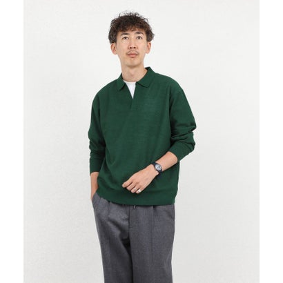ノーリーズ グッドマン NOLLEY'S goodman 変形カノコ長袖スキッパーニットポロ （サックス）｜詳細画像