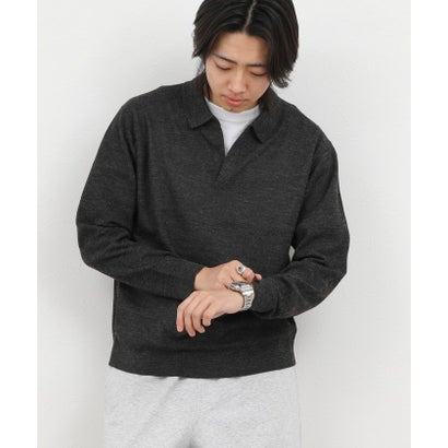 ノーリーズ グッドマン NOLLEY'S goodman 変形カノコ長袖スキッパーニットポロ （サックス）｜詳細画像