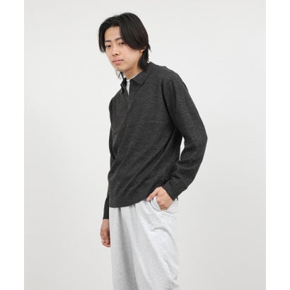 ノーリーズ グッドマン NOLLEY'S goodman 変形カノコ長袖スキッパーニットポロ （サックス）｜詳細画像