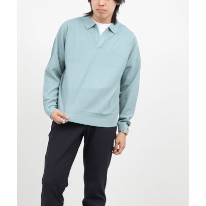 ノーリーズ グッドマン NOLLEY'S goodman 変形カノコ長袖スキッパーニットポロ （サックス）｜詳細画像