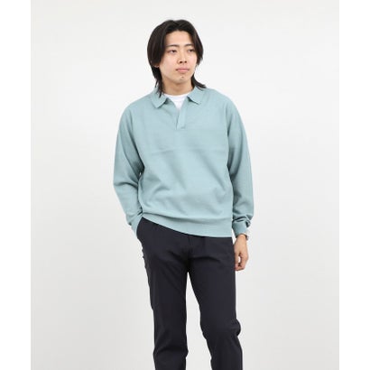 ノーリーズ グッドマン NOLLEY'S goodman 変形カノコ長袖スキッパーニットポロ （サックス）｜詳細画像