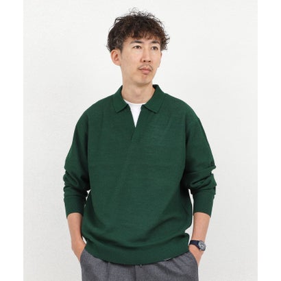 ノーリーズ グッドマン NOLLEY'S goodman 変形カノコ長袖スキッパーニットポロ （ベージュ）｜詳細画像