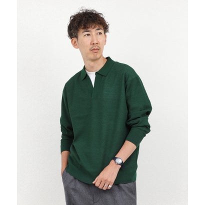 ノーリーズ グッドマン NOLLEY'S goodman 変形カノコ長袖スキッパーニットポロ （ベージュ）｜詳細画像