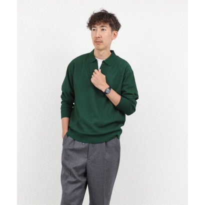 ノーリーズ グッドマン NOLLEY'S goodman 変形カノコ長袖スキッパーニットポロ （ベージュ）｜詳細画像