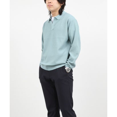 ノーリーズ グッドマン NOLLEY'S goodman 変形カノコ長袖スキッパーニットポロ （ベージュ）｜詳細画像