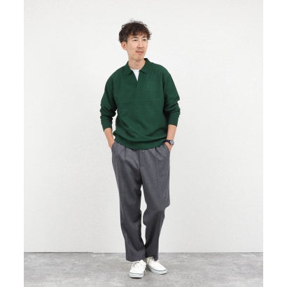 ノーリーズ グッドマン NOLLEY'S goodman 変形カノコ長袖スキッパーニットポロ （グリーン）｜詳細画像