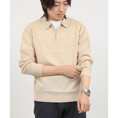 ノーリーズ グッドマン NOLLEY'S goodman 変形カノコ長袖スキッパーニットポロ （グリーン）｜詳細画像
