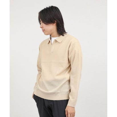 ノーリーズ グッドマン NOLLEY'S goodman 変形カノコ長袖スキッパーニットポロ （グリーン）｜詳細画像
