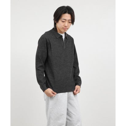 ノーリーズ グッドマン NOLLEY'S goodman 変形カノコ長袖スキッパーニットポロ （グリーン）｜詳細画像
