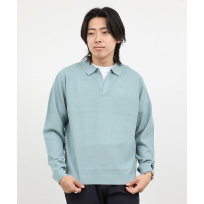 ノーリーズ グッドマン NOLLEY'S goodman 変形カノコ長袖スキッパーニットポロ （グリーン）｜詳細画像