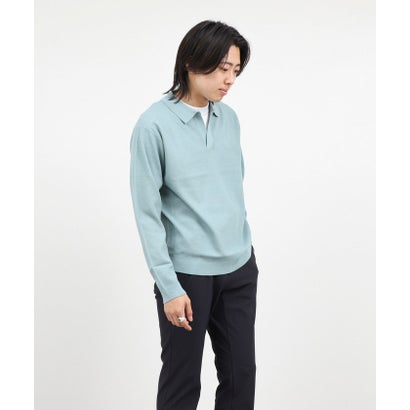 ノーリーズ グッドマン NOLLEY'S goodman 変形カノコ長袖スキッパーニットポロ （グリーン）｜詳細画像