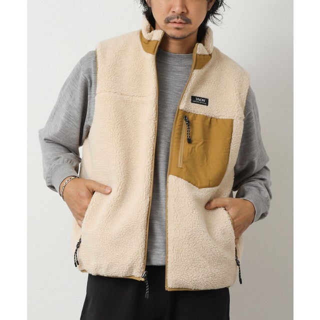 【TAION】MOUNTAIN  R/S DOWN×BOA Hi-NECK VEST （キナリ）
