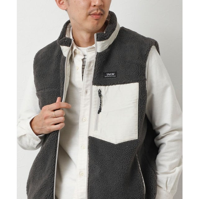 【TAION】MOUNTAIN  R/S DOWN×BOA Hi-NECK VEST （チャコールグレー）
