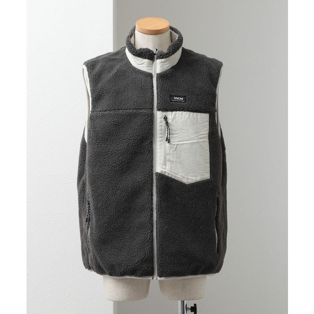 【TAION】MOUNTAIN  R/S DOWN×BOA Hi-NECK VEST （チャコールグレー）