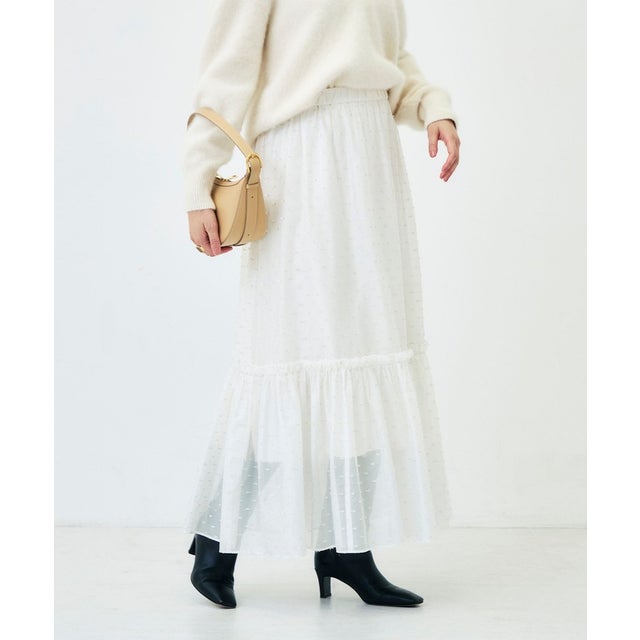 ラメドットカットJQティアードSK （オフホワイト）