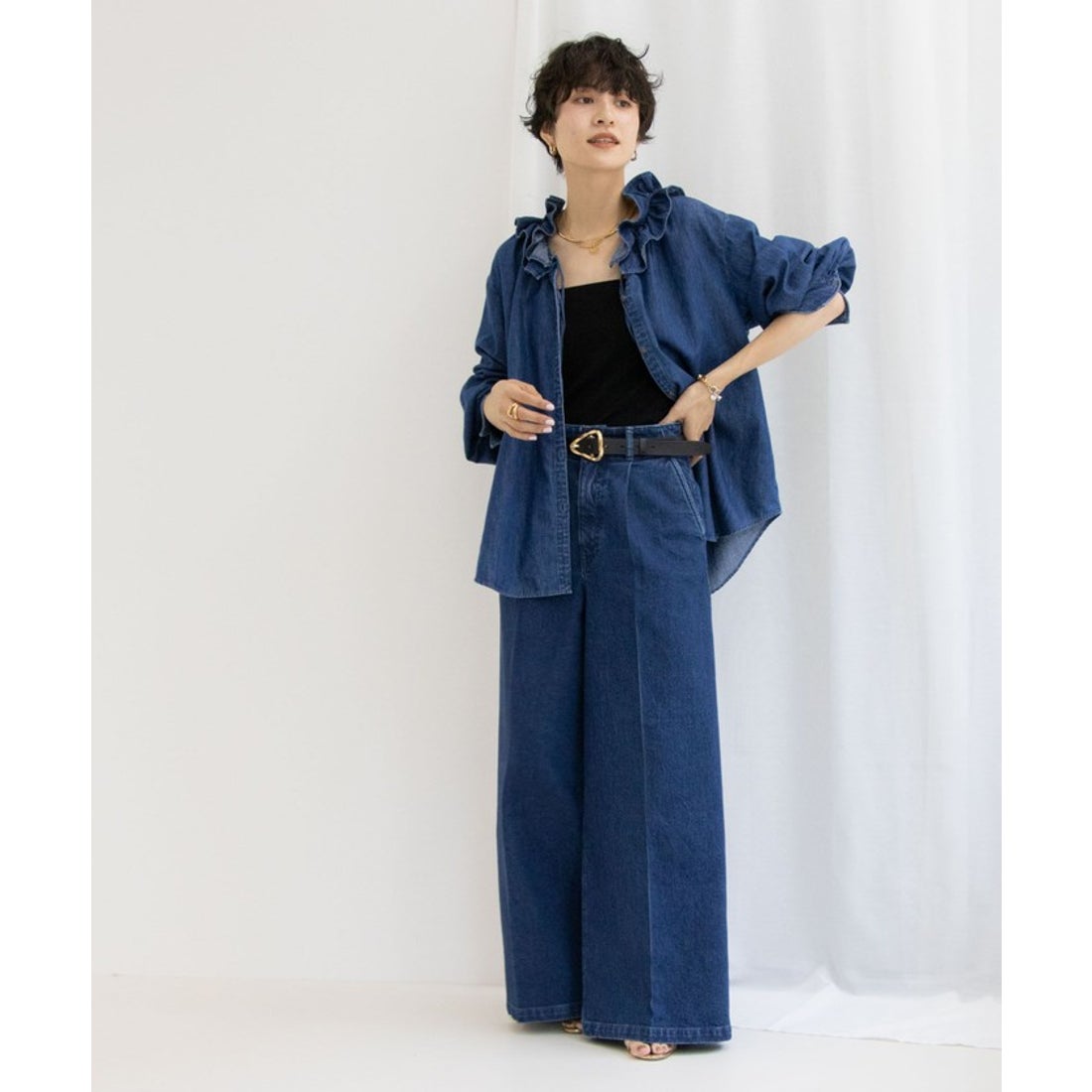 リエミラー Rie Miller 【RM denim】ワイドスラックスデニム