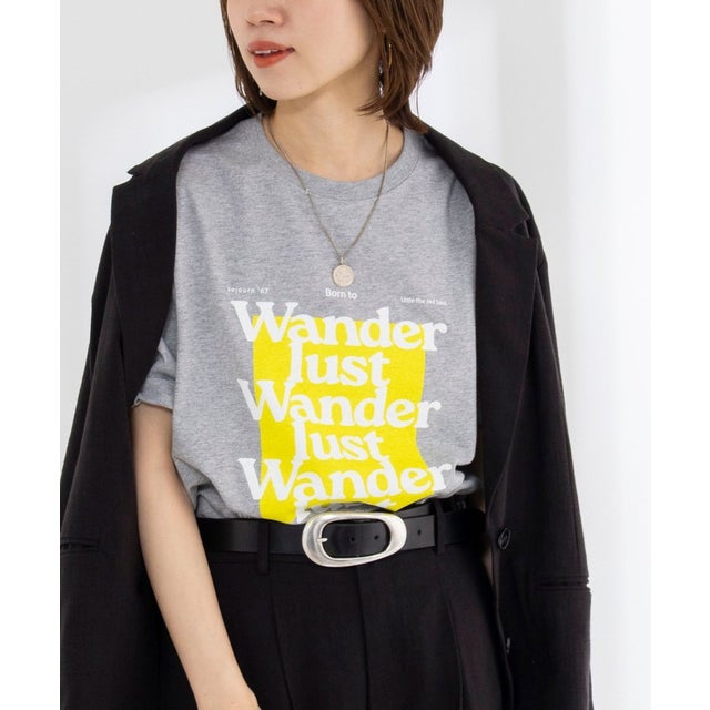 Wander lust ワイドシルエットプリントTシャツ （グレー系1）
