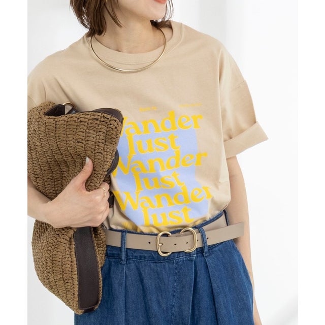 Wander lust ワイドシルエットプリントTシャツ （ブラウンベージュ系1）