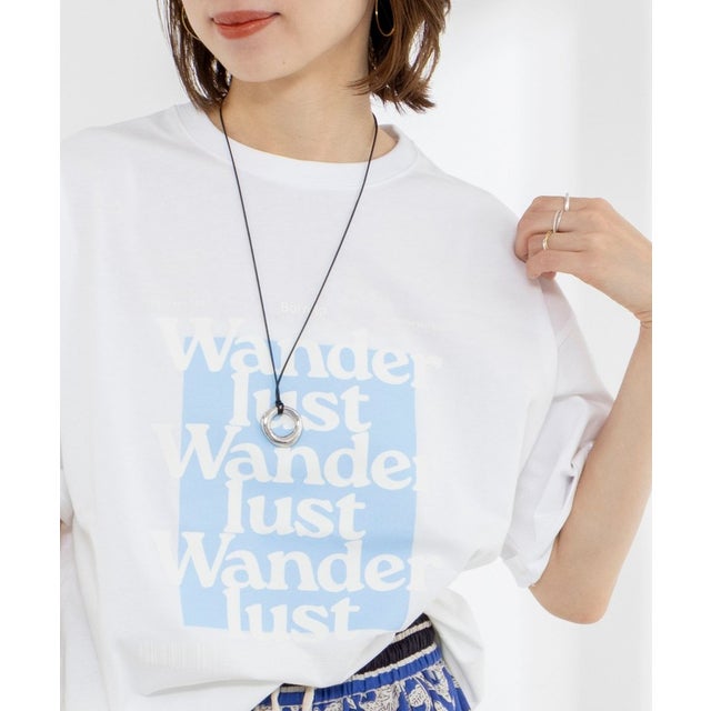 Wander lust ワイドシルエットプリントTシャツ （ホワイト系2）