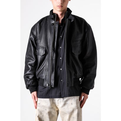 ISA BOMBER LEATHER JACKET （BLACK）｜詳細画像