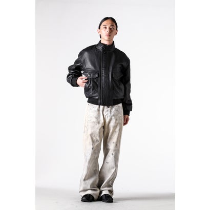 ISA BOMBER LEATHER JACKET （BLACK）｜詳細画像