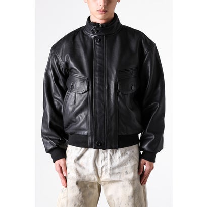 ISA BOMBER LEATHER JACKET （BLACK）｜詳細画像