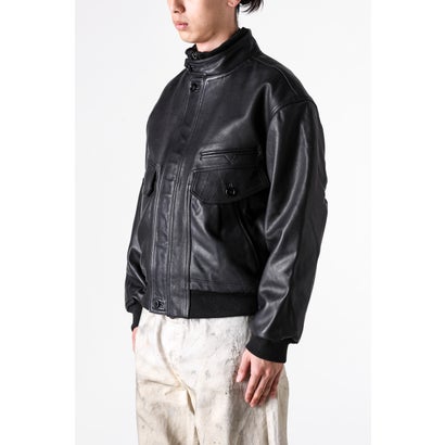 ISA BOMBER LEATHER JACKET （BLACK）｜詳細画像