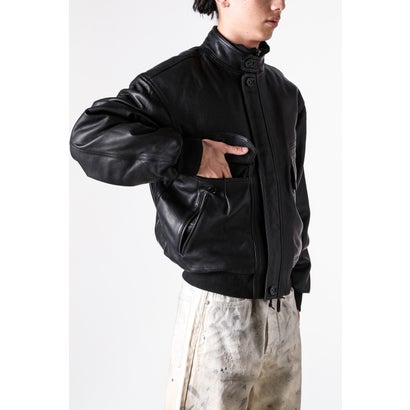 ISA BOMBER LEATHER JACKET （BLACK）｜詳細画像