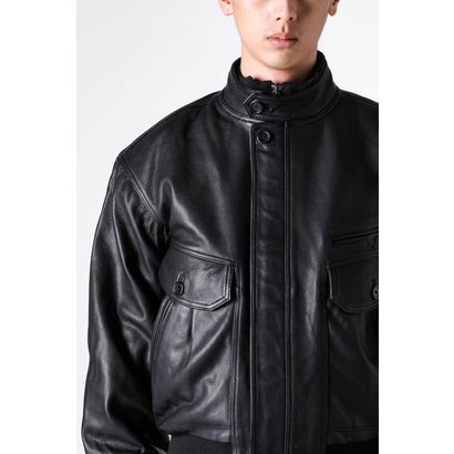 ISA BOMBER LEATHER JACKET （BLACK）｜詳細画像