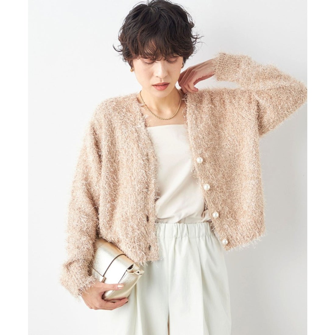 ノーリーズ NOLLEY'S 《手洗い可能》愛され サテン×ベア天2WAYタンク