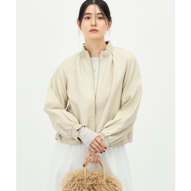 ＜MARILYN MOON＞soft eco-leather blouson別注 （キナリ）