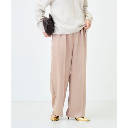 2タックサテンワイドパンツ （ピンク）｜詳細画像