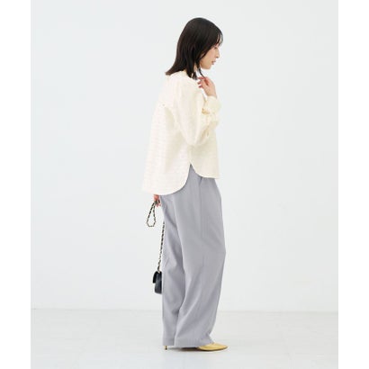 《防シワ》ウォッシャブルウールライクセミワイドパンツ （ネイビー）｜詳細画像