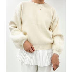 TORRAZZO DONNA 別注 パール×メタル釦袖ファーカーディガン （オフホワイト）