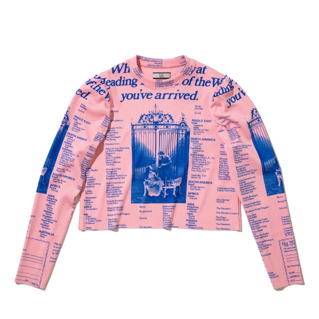 プリントリブパフスリーブカットソー（Print Rib Puff Sleeve C/S） （PINK）