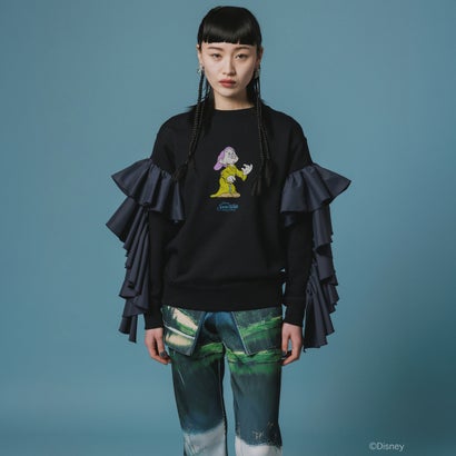 フリルスリーブ プルオーバースウェット（Frill Sleeve Pullover Sweat ） （BLACK）｜詳細画像