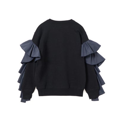 フリルスリーブ プルオーバースウェット（Frill Sleeve Pullover Sweat ） （BLACK）｜詳細画像