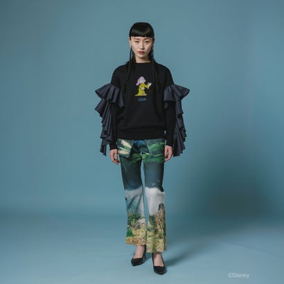 フリルスリーブ プルオーバースウェット（Frill Sleeve Pullover Sweat ） （BLACK）｜詳細画像