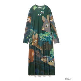 プリントリブロングスリーブワンピース/スノーホワイト（Print Rib L/S One-Piese / Snow White） （GREEN）
