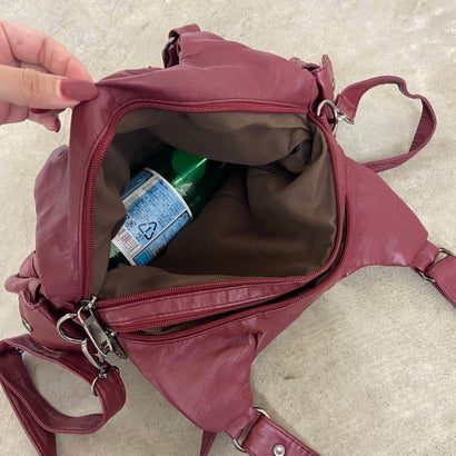 プレート合成皮革バッグ （ボルドー）｜詳細画像